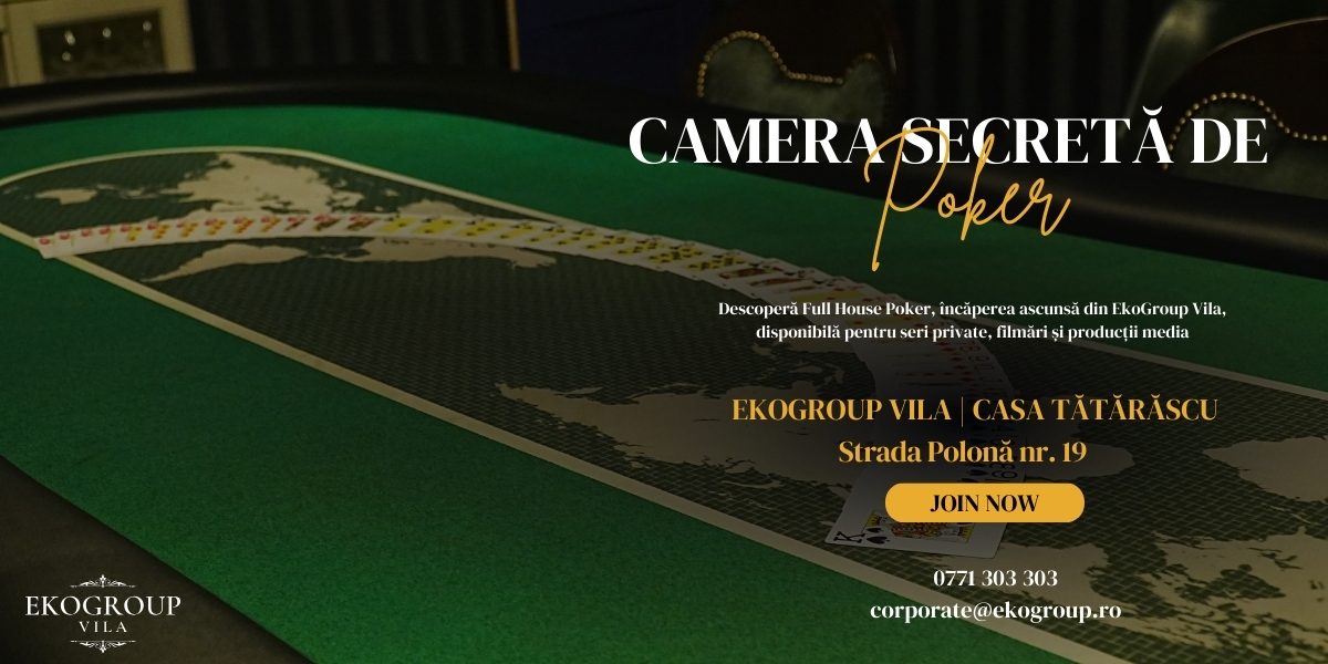 Full House Poker: O cameră de poker secretă cu poker chip set, exclusivă pentru închiriere privată